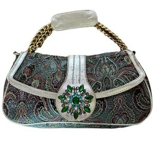 Lululemon Athletica Green and Gold Shoulder Bag with Gold Chain
